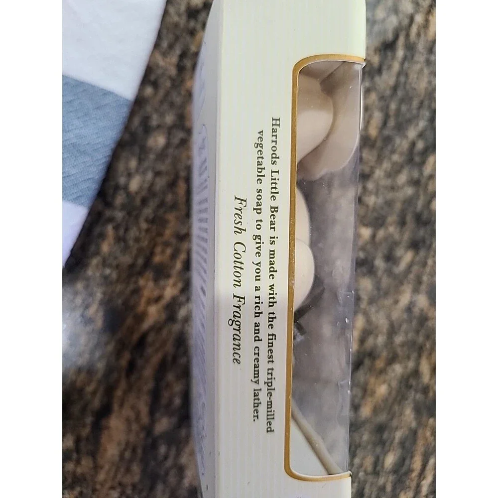 Harrods Fine Soaps Luxury Honey BEAR Soap 4.2 oz Triple Milled Fresh Cotton